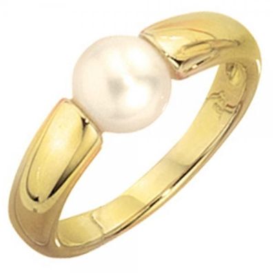 Damen Ring 333 Gelbgold 1 Perle Goldring Perlenring