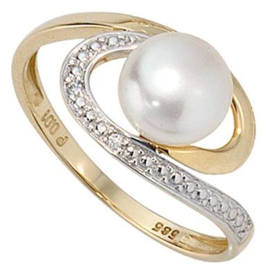 Damen Ring 585 Gelbgold 1 Perle