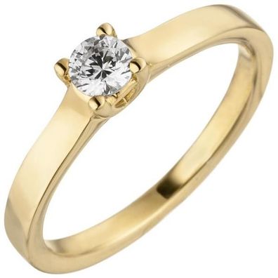Damen Ring 585 Gelbgold 1 Diamant Brillant 0,15 ct. Diamantring Solitär