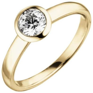 Damen Ring 585 Gelbgold 1 Diamant Brillant 0,50 ct. Diamantring Solitär