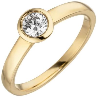 Damen Ring 585 Gelbgold 1 Diamant Brillant 0,15 ct. Diamantring Solitär