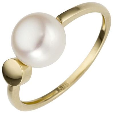 Damen Ring 585 Gold Gelbgold 1 Perle Perlenring