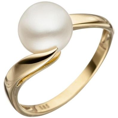 Damen Ring 585 Gold Gelbgold 1 Perle Perlenring Goldring