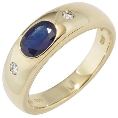 Damen Ring 585 Gold Gelbgold 1 Safir blau
