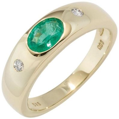 Damen Ring 585 Gold Gelbgold 1 Smaragd grün