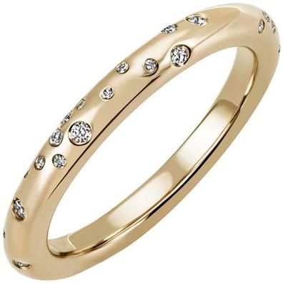 Damen Ring 585 Gold Gelbgold 34 Diamanten 0,21ct.