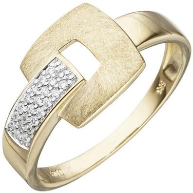 Damen Ring 585 Gold Gelbgold eismatt 22 Diamanten