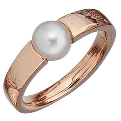 Damen Ring 585 Gold Rotgold 1 Perle Goldring Perlenring
