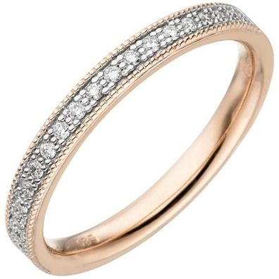 Damen Ring 585 Gold Rotgold 19 Diamanten