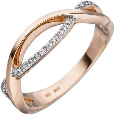Damen Ring 585 Gold Rotgold 20 Diamanten Diamantring