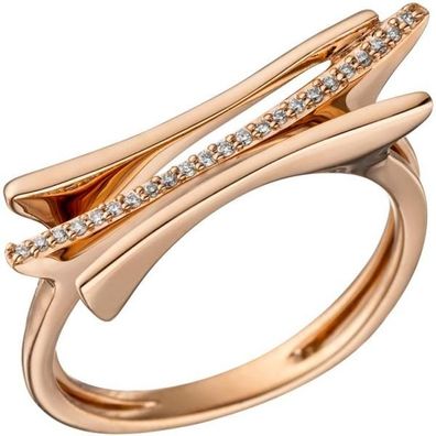 Damen Ring 585 Gold Rotgold 23 Diamanten 0,07ct.