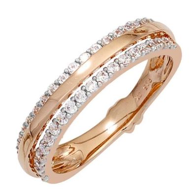 Damen Ring 585 Gold Rotgold 38 Diamanten Rotgoldring