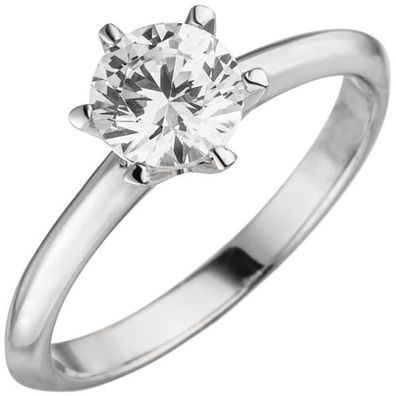 Damen Ring 585 Gold Weißgold 1 Diamant Brillant 1,0 ct. Solitär