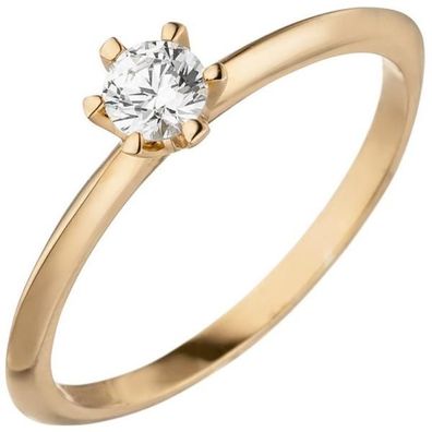 Damen Ring 585 Rotgold 1 Diamant Brillant 0,25 ct. Diamantring Solitär