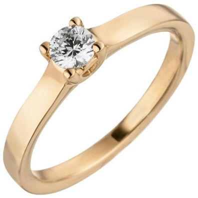 Damen Ring 585 Rotgold 1 Diamant Brillant 0,15 ct. Diamantring Solitär