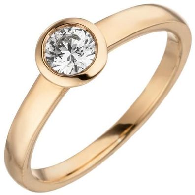 Damen Ring 585 Rotgold 1 Diamant Brillant 0,25 ct. Diamantring Solitär