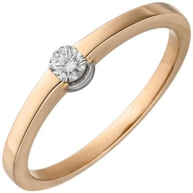 Damen Ring 585 Rotgold 1 Diamant Brillant 0,15ct. Diamantring