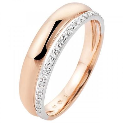 Damen Ring 585 Rotgold Weißgold bicolor 23 Diamanten -Brillanten