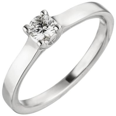 Damen Ring 585 Weißgold 1 Diamant Brillant 0,15 ct. Diamantring Solitär