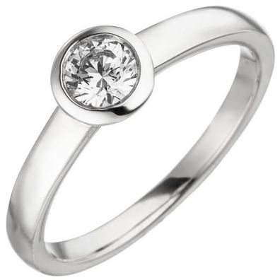 Damen Ring 585 Weißgold 1 Diamant Brillant 0,25 ct. Diamantring Solitär