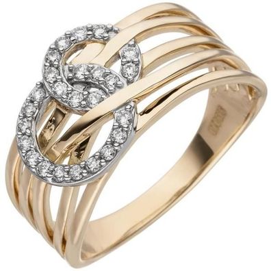 Damen Ring breit 585 Gold Gelbgold 25 Diamanten