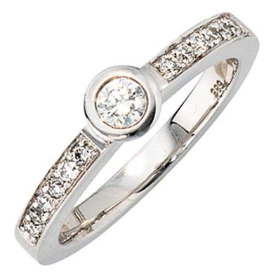 Damen Ring Gold Weißgold Diamanten 0,34ct.
