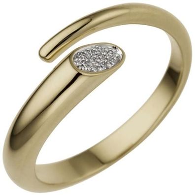 Damen Ring offen 585 Gold Gelbgold 10 Diamanten