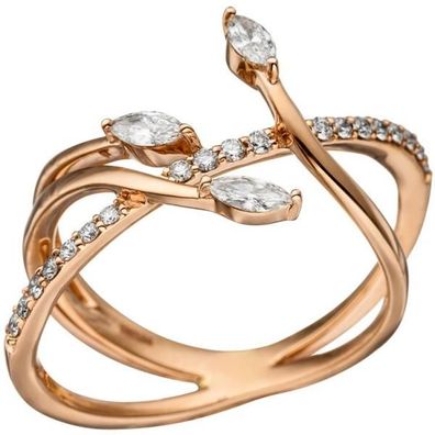 Damen Ring verschlungen 585 Gold Rotgold 22 Diamanten