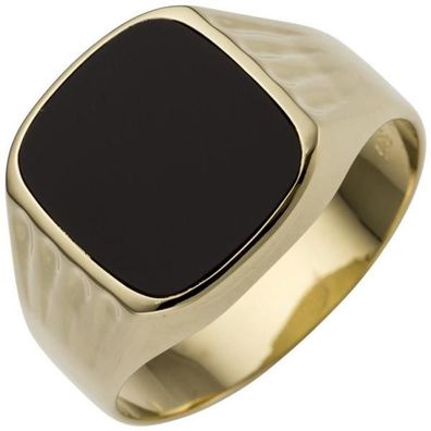 Herren Ring 585 Gold Gelbgold 1 Onyx