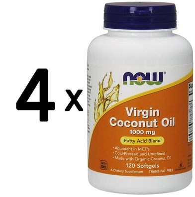 4 x Virgin Coconut Oil, 1000mg - 120 softgels
