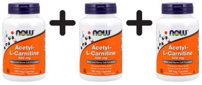 3 x Acetyl L-Carnitine, 500mg - 100 vcaps