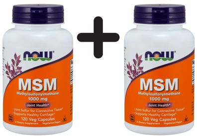 2 x NOW Foods MSM Methylsulphonylmethane, 1000mg - 120 caps