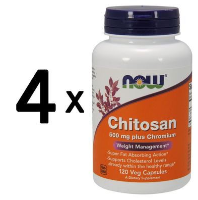 4 x Chitosan, 500mg Plus Chromium - 120 vcaps
