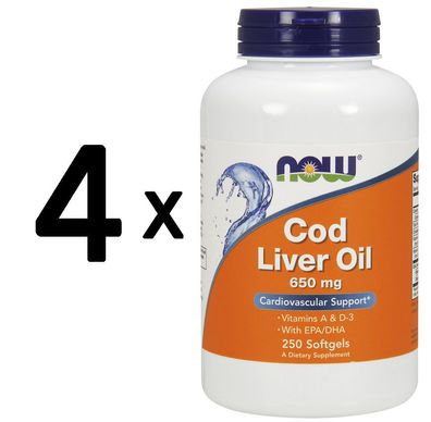 4 x Cod Liver Oil, 650mg - 250 softgels