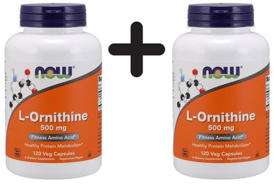 2 x NOW Foods L-Ornithine, 500mg - 120 caps