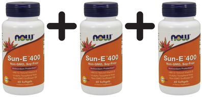 3 x NOW Foods Sun-E, 400 IU - 60 softgels