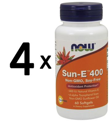 4 x NOW Foods Sun-E, 400 IU - 60 softgels