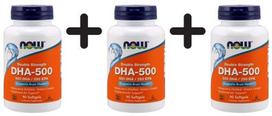 3 x DHA-500, Double Strength 500 DHA / 250 EPA - 90 softgels