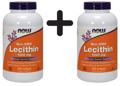 2 x Lecithin, 1200mg Non-GMO - 200 softgels
