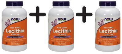 3 x Lecithin, 1200mg Non-GMO - 200 softgels