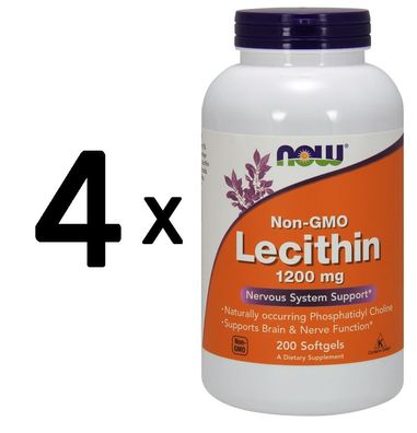 4 x Lecithin, 1200mg Non-GMO - 200 softgels