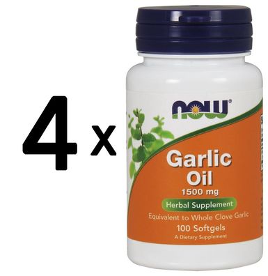 4 x Garlic Oil, 1500mg - 100 softgels