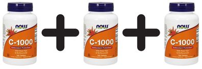 3 x Vitamin C-1000 with Rose Hips & Bioflavonoids - 100 tablets