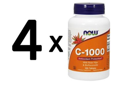 4 x Vitamin C-1000 with Rose Hips & Bioflavonoids - 100 tablets