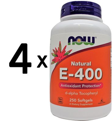 4 x Vitamin E-400, Natural - 250 softgels