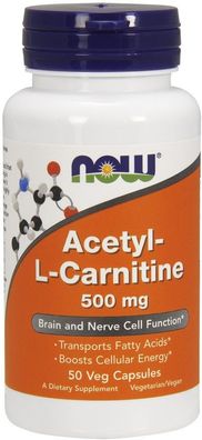 Acetyl L-Carnitine, 500mg - 50 vcaps