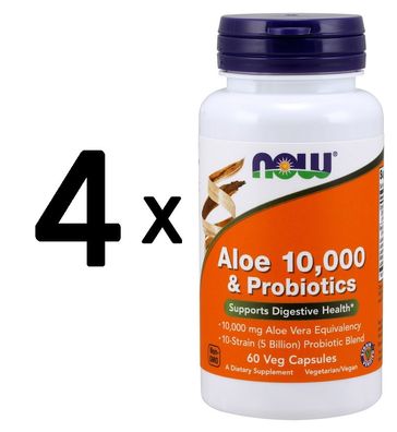 4 x Aloe 10,000 & Probiotics - 60 vcaps