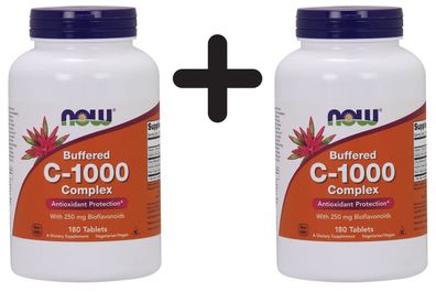 2 x Vitamin C-1000 Complex - Buffered with 250mg Bioflavonoids - 180 tabs