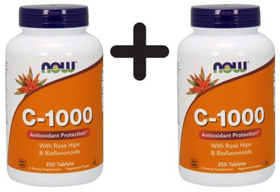 2 x Vitamin C-1000 with Rose Hips & Bioflavonoids - 250 tablets