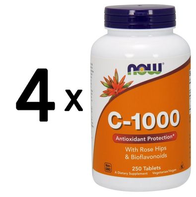 4 x Vitamin C-1000 with Rose Hips & Bioflavonoids - 250 tablets